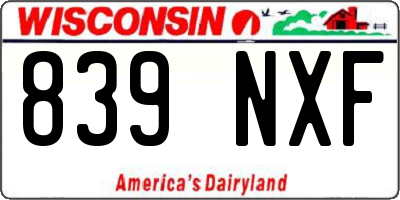 WI license plate 839NXF