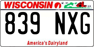 WI license plate 839NXG