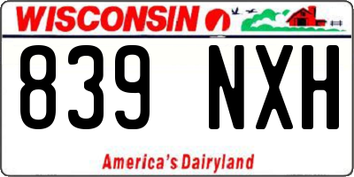 WI license plate 839NXH