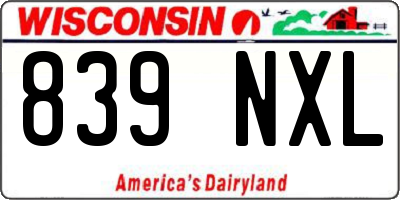 WI license plate 839NXL