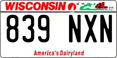 WI license plate 839NXN