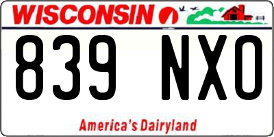 WI license plate 839NXO