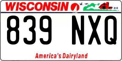 WI license plate 839NXQ