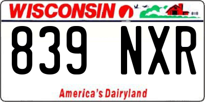 WI license plate 839NXR
