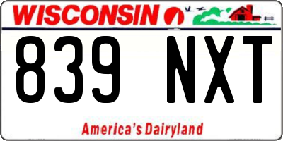 WI license plate 839NXT