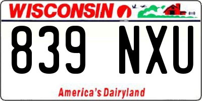 WI license plate 839NXU