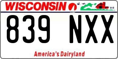 WI license plate 839NXX