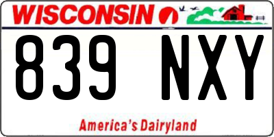 WI license plate 839NXY