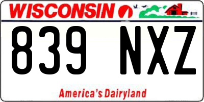 WI license plate 839NXZ