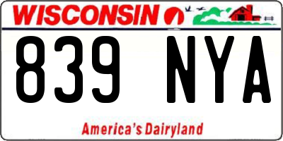 WI license plate 839NYA