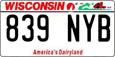 WI license plate 839NYB