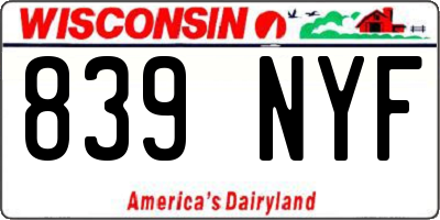 WI license plate 839NYF