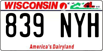WI license plate 839NYH