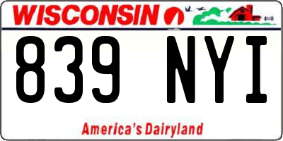 WI license plate 839NYI