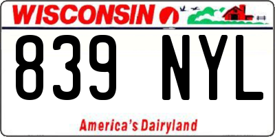 WI license plate 839NYL