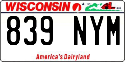 WI license plate 839NYM
