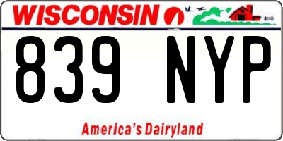 WI license plate 839NYP