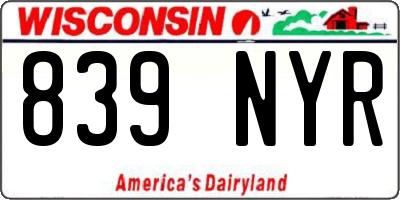 WI license plate 839NYR