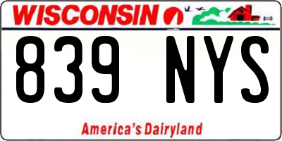 WI license plate 839NYS