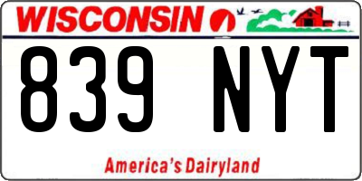WI license plate 839NYT