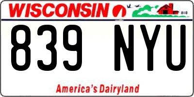 WI license plate 839NYU