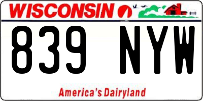 WI license plate 839NYW