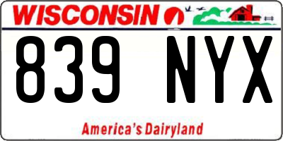 WI license plate 839NYX