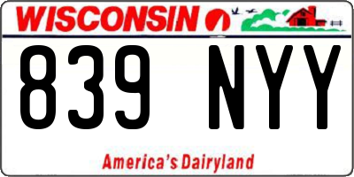 WI license plate 839NYY
