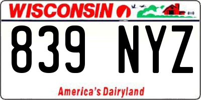 WI license plate 839NYZ