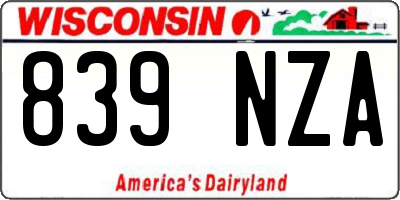 WI license plate 839NZA