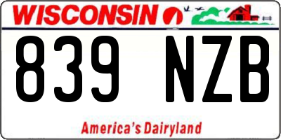 WI license plate 839NZB