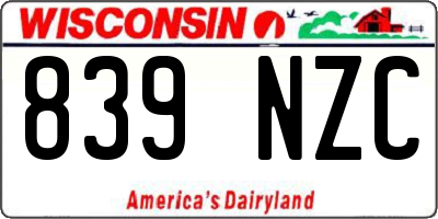 WI license plate 839NZC