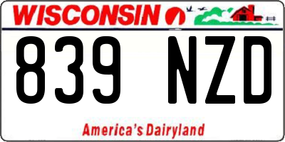 WI license plate 839NZD