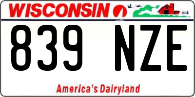 WI license plate 839NZE