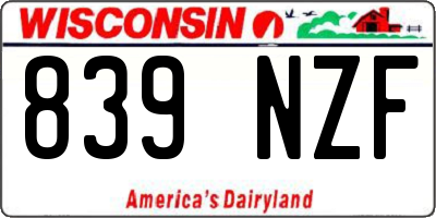 WI license plate 839NZF