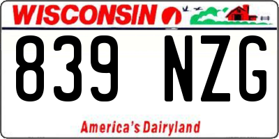 WI license plate 839NZG