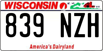 WI license plate 839NZH