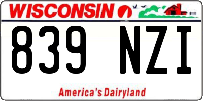 WI license plate 839NZI