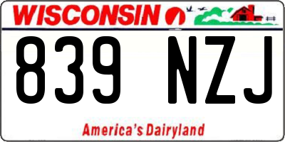 WI license plate 839NZJ