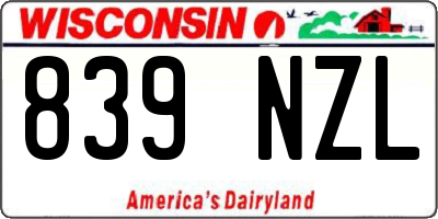WI license plate 839NZL