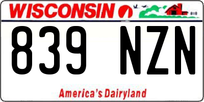 WI license plate 839NZN