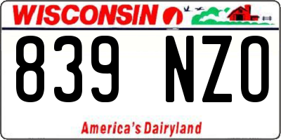 WI license plate 839NZO