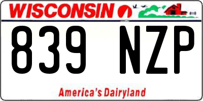 WI license plate 839NZP