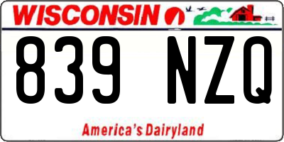 WI license plate 839NZQ