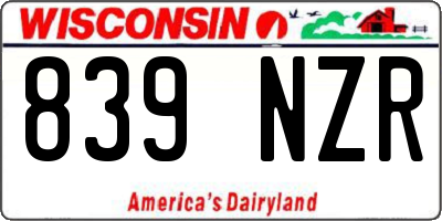 WI license plate 839NZR