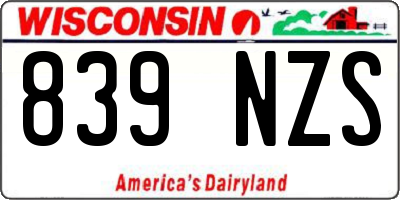 WI license plate 839NZS