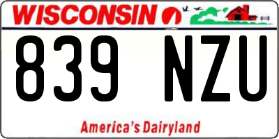 WI license plate 839NZU