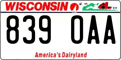 WI license plate 839OAA