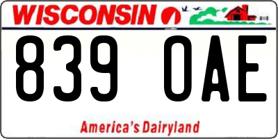 WI license plate 839OAE