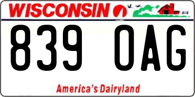 WI license plate 839OAG